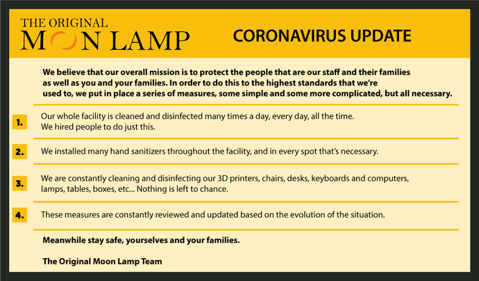 How We Here At The Original Moon Lamp Are Staying Safe During The Coronavirus Pandemic!