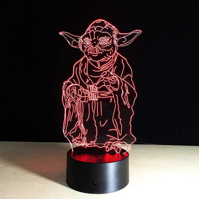 Star Wars Baby Yoda 3D LED Color Changing Mood Light with 30 Minute Timer,  Green, 6H x 4W 