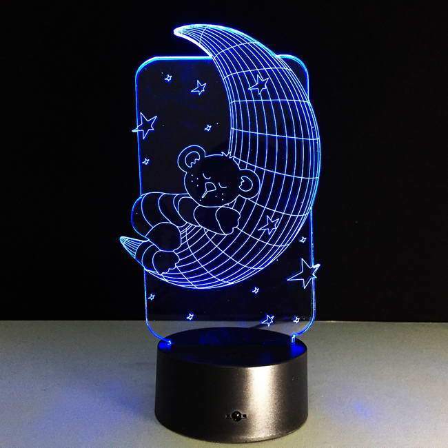 Teddybear On Moon 3D Illusion Lamp