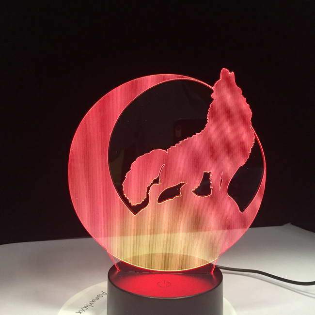 Wolf Moon 3D Illusion Lamp