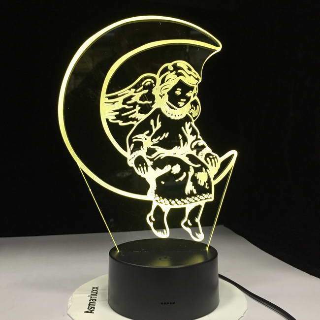 Angel On Moon 3D Illusion Lamp