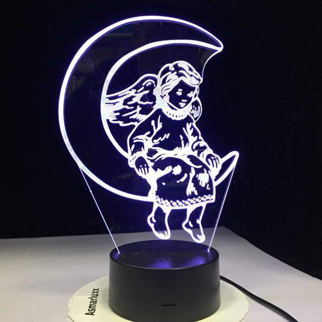 Angel On Moon 3D Illusion Lamp