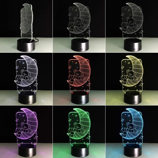 Teddybear On Moon 3D Illusion Lamp