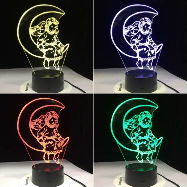 Angel On Moon 3D Illusion Lamp