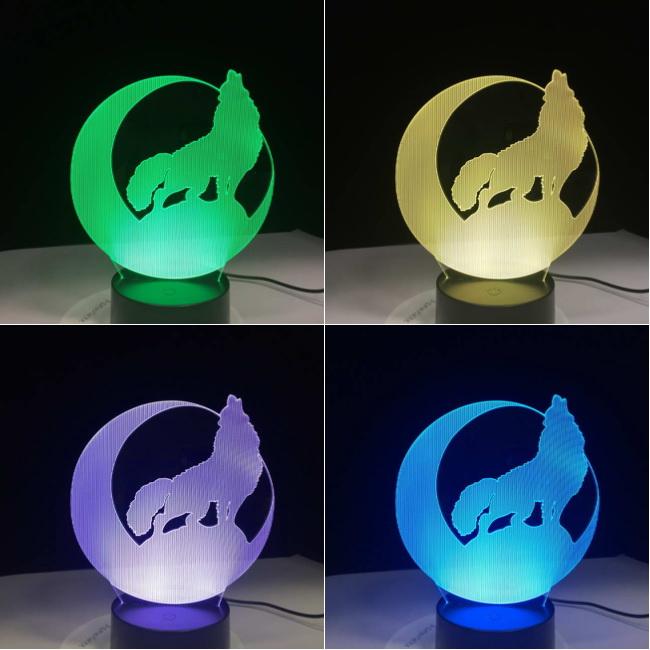 Wolf Moon 3D Illusion Lamp